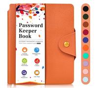 BLESWIN Password Book - Small Password Book Alphabetical with Tabs, Password Logbook for Computer and Internet Address Website Login, Password Journal for Book Buckle, Password Safety, Orange