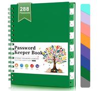 BLESWIN Password Book with Alphabetical Tabs, 12 x 15.6CM Small Size Password Notebook, Spiral Password Book for Senior, Internet Password Logbook for Home Office, A to Z Notebook, Dark Green