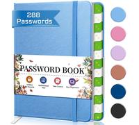 BLESWIN Password Book with Alphabetical Tabs, 6.1 * 4.7 Password Book Internet Address and Password Organizer Logbook, with Elastic Band, Personal Organizer for Password Safety - Blue