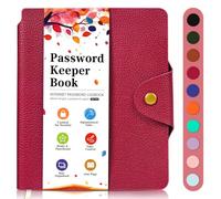 BLESWIN Password Book with Alphabetical Tabs, Username and Password Notebook, Small Password Journal for Internet Address Website Login, Password Logbook with Book Buckle, Pen Loop, Red