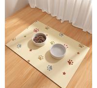 BLESWIN Pet Feeding Mat 43x70cm, Absorbent Pet Food Mat, Large Mat for Dog Food and Water Bowls, Rubber Dog Mat for Floor Protection, Cat Placemats for Food and Water, Beige