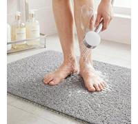 BLESWIN PVC Loofah Shower Mat 40x80CM, Soft Textured Non Slip Bath Mats for Inside Shower, Shower Mats with Drain, Washable,Quick Drying Bath Mats for Bathroom Wet Areas, Grey