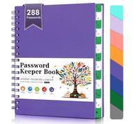 BLESWIN Small Password Book - Password Book Alphabetical with Tabs, Spiral Password Book for Seniors, Mini Password Notebook, Password Journal for Internet Website Address Log in Detail, Dark Purple