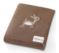 Bleu La La Knit Baby Swaddle Blanket - 100% Cotton Soft Cozy Receiving Swaddle Crib Stroller Blanket for Shower Gift Registry for Newborns, Infants, Toddlers (Deer - Mocha)