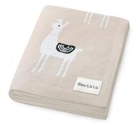 Bleu La La Knit Baby Swaddle Blanket - 100% Cotton Soft Cozy Receiving Swaddle Crib Stroller Blanket for Shower Gift Registry for Newborns, Infants, Toddlers (Llama - Cream)