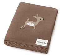 Bleu La La Knit Baby Swaddle Blanket - 100% Cotton Soft Cozy Receiving Swaddle Crib Stroller Blanket for Shower Gift Registry for Newborns, Infants, Toddlers (Deer - Mocha)