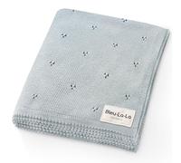 Bleu La La Organic Pointelle Receiving Swaddle Blanket for Boys - 100% Luxury Organic Soft Cotton Knit Warm Cozy Cuddle Stroller Crib Blanket for Newborns Infants & Toddlers (Powder Blue)