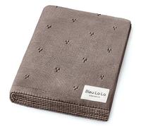 Bleu La La Organic Unisex Pointelle Receiving Swaddle Blanket for Boys & Girls - 100% Luxury Organic Soft Cotton Knit Warm Cozy Cuddle Stroller Crib Blanket for Newborns Infants & Toddlers (Mocha)