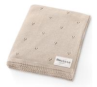 Bleu La La Organic Unisex Pointelle Receiving Swaddle Blanket for Boys & Girls - 100% Luxury Organic Soft Cotton Knit Warm Cozy Cuddle Stroller Crib Blanket for Newborns Infants & Toddlers (Oatmeal)