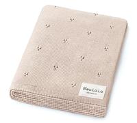 Bleu La La Organic Unisex Pointelle Receiving Swaddle Blanket for Boys & Girls - 100% Luxury Organic Soft Cotton Knit Warm Cozy Cuddle Stroller Crib Blanket for Newborns Infants & Toddlers (Oatmeal)