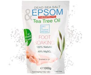 Bleu & Marine Bretania Epsom Bath Salts 1000g | Infused with Tea Tree & Peppermint Oils | Foot Soak, Spa Therapy, Skin & Callus Remover, 1kg Pack