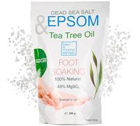 bleu & marine Bretania - Natural Epsom Bath Salts 250g | Infused with Tea Tree & Peppermint Essential Oil | 6X More Effective | Therapeutic Foot Soak | Nail & Skin Treatment, 250 g Pack of 1