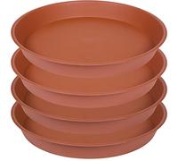 Bleuhome 4 Pack of 16 inch Plant Saucer, Heavy Duty Plastic Saucer 16" Round, Plant Trays for Pots, Flower Plant Saucers for Indoors, Plant Trays for Planter 14"/15"/16" (16 inch, Terracotta)