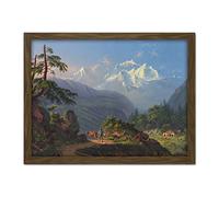 Bleuler Jungfrau Mountain Alps Switzerland Painting Artwork Framed Wall Art Print 18X24 Inch