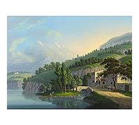 Bleuler Lake Como Italy Trees Buildings Painting Art Print Canvas Premium Wall Decor Poster Mural