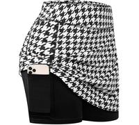 BLEVONH Women Tennis Skirts Inner Shorts Elastic Sports Golf Skorts with Pockets, Black&White, M