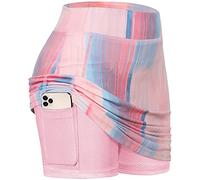 BLEVONH Womens Summer Tennis Skirts with Shorts Underneath, Pickleball, Athletic, Workout and Golf Skorts with Pockets, Stripe, L