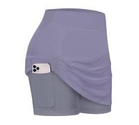 BLEVONH Womens Summer Tennis Skirts with Shorts Underneath, Pickleball, Athletic, Workout and Golf Skorts with Pockets, Grayish Purple, XL