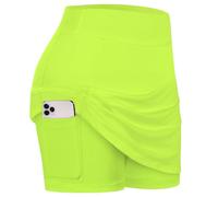 BLEVONH Womens Summer Tennis Skirts with Shorts Underneath, Pickleball, Athletic, Workout and Golf Skorts with Pockets, Neon Green, M