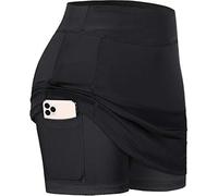 BLEVONH Womens Summer Tennis Skirts with Shorts Underneath, Pickleball, Athletic, Workout and Golf Skorts with Pockets, Black, XL