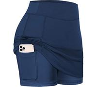 BLEVONH Womens Summer Tennis Skirts with Shorts Underneath, Pickleball, Athletic, Workout and Golf Skorts with Pockets, Navy Blue, 3XL