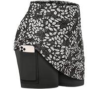 BLEVONH Womens Summer Tennis Skirts with Shorts Underneath, Pickleball, Athletic, Workout and Golf Skorts with Pockets, Blue-Grey Flower, M