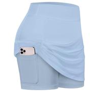 BLEVONH Womens Summer Tennis Skirts with Shorts Underneath, Pickleball, Athletic, Workout and Golf Skorts with Pockets, Baby Blue, 3XL