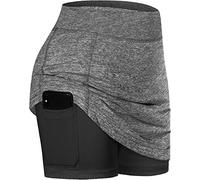 BLEVONH Womens Summer Tennis Skirts with Shorts Underneath, Pickleball, Athletic, Workout and Golf Skorts with Pockets, Grey, XL