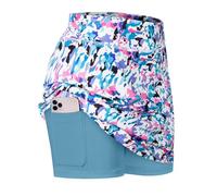 BLEVONH Womens Summer Tennis Skirts with Shorts Underneath, Pickleball, Athletic, Workout and Golf Skorts with Pockets, Colorful Flower-2, XL
