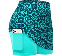 BLEVONH Womens Summer Tennis Skirts with Shorts Underneath, Pickleball, Athletic, Workout and Golf Skorts with Pockets, Green Flower, L