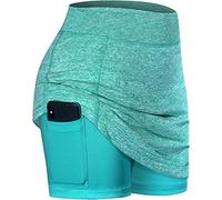 BLEVONH Womens Summer Tennis Skirts with Shorts Underneath, Pickleball, Athletic, Workout and Golf Skorts with Pockets, Turquoise, XL