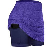 BLEVONH Womens Summer Tennis Skirts with Shorts Underneath, Pickleball, Athletic, Workout and Golf Skorts with Pockets, Purple, L