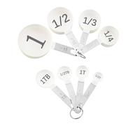 BLEWAY Easy to Read Measuring Cups & Spoons Set for Visually Impaired, Stackable Cups and Spoons, Nesting Measure Cups with Stainless Steel Handle (White)