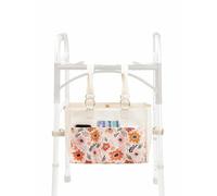 BLEWAY Walker Bag, Suitable for Folding Walkers, Multi-Pocket Walker Accessories Bag, Suitable for Walkers, Wheelchair Accessories Storage Bag, Multi-Purpose Shoulder Bag (Flower)