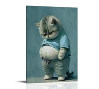 BLEWPBEML Cute And Funny Animal Portraits Canvas Oil Painting Poster Living Room And Bedroom Decoration Painting 24x36inch(60x90cm) Frame-style