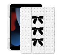 BlHMCASE Cute Black Polka Dot Bow for iPad 5th/6th Generation Case with Pencil Holder, Auto Sleep/Wake, White Leather Soft TPU Back Cover for iPad 9.7 Inch