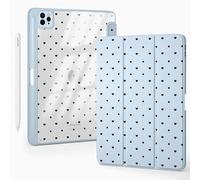 BlHMCASE Cute Heart Polka Dot for iPad Air 11 Inch Case 7th/6th Generation (M3/M2) 2025/2024 with Pencil Holder, Auto Sleep/Wake, Blue Leather Clear Acrylic Back Cover
