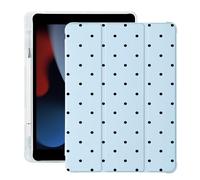 BlHMCASE Cute Kawaii Polka Dot for iPad (A16) 11th Generation Case 11 Inch 2025, for iPad 10th Generation Case 10.9 Inch 2022 with Pencil Holder, Auto Sleep/Wake, Blue Leather Soft TPU Back Cover