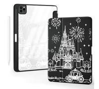 BlHMCASE Cute White Castle Fireworks for iPad (A16) 11th Gen Case 11 Inch 2025, for iPad 10th Gen Case 10.9 Inch 2022 with Pencil Holder, Auto Sleep/Wake, Black Leather Clear Acrylic Back Cover