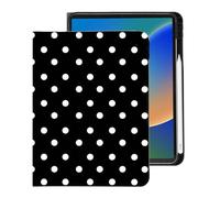 BlHMCASE Cute White Polka Dot for iPad 10.9 Inch 2022/2020 Air5/Air4 Case with Pencil Holder, Auto Sleep/Wake and Multiple Viewing Angles, Black Leather Soft TPU Back Cover