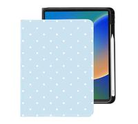 BlHMCASE Cute White Polka Dot for iPad (A16) Case 11th/10th Generation 11''/10.9'' 2025/2022 with Pencil Holder, Auto Sleep/Wake and Multiple Viewing Angles, Blue Leather Soft TPU Back Cover