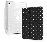 BlHMCASE Cute White Polka Dot Heart for iPad Air 11 Inch Case 7th/6th Generation (M3/M2) 2025/2024 with Pencil Holder, Auto Sleep/Wake, Black Leather Acrylic Back Detachable Cover