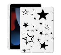 BlHMCASE Cute Y2K Black Star for iPad 7th/8th/9th Generation Case with Pencil Holder, Auto Sleep/Wake, White Leather Soft TPU Back Cover for iPad 10.2 Inch 2019/2020/2021