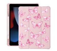 BlHMCASE Cute Y2K Pink Butterfly for iPad Air 11 Inch Case 7th/6th Generation (M3/M2) 2025/2024 with Pencil Holder, Auto Sleep/Wake, Pink Leather Soft TPU Back Cover