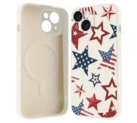 BlHMCASE for iPhone 17 Pro Max Case, Compatible with MagSafe, America Stars 4th of July Memorial Day Magnetic Phone Case, White Liquid Silicone Soft Slim Fit Protective Cover for Women Girls