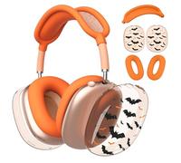 BlHMCASE Headphone Cover for AirPods Max, Cool Halloween Bat Clear Ear Cups Covers, Orange Silicone Ear Pad Case Headband Cover for Apple AirPods Max