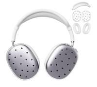 BlHMCASE Headphone Cover for AirPods Max, Cute Black Love Heart Clear Ear Cups Covers, White Silicone Ear Pad Case Headband Cover for Apple AirPods Max