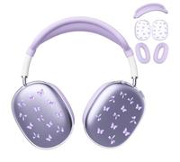 BlHMCASE Headphone Cover for AirPods Max, Cute Butterfly Clear Ear Cups Covers, Purple Silicone Ear Pad Case Cover Headband Cover for Apple AirPods Max