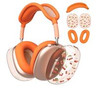 BlHMCASE Headphone Cover for AirPods Max, Cute Cherry Clear Ear Cups Covers, Orange Silicone Ear Pad Case Cover Headband Cover for Apple AirPods Max
