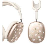 BlHMCASE Headphone Cover for AirPods Max, Cute Daisy Floral Clear Ear Cups Covers, Beige Silicone Ear Pad Case Cover Headband Cover for Apple AirPods Max